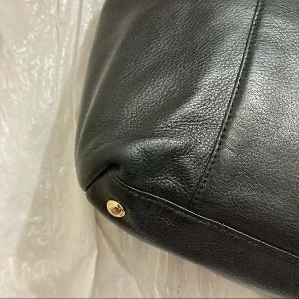 Michael Kors black leather tote bag